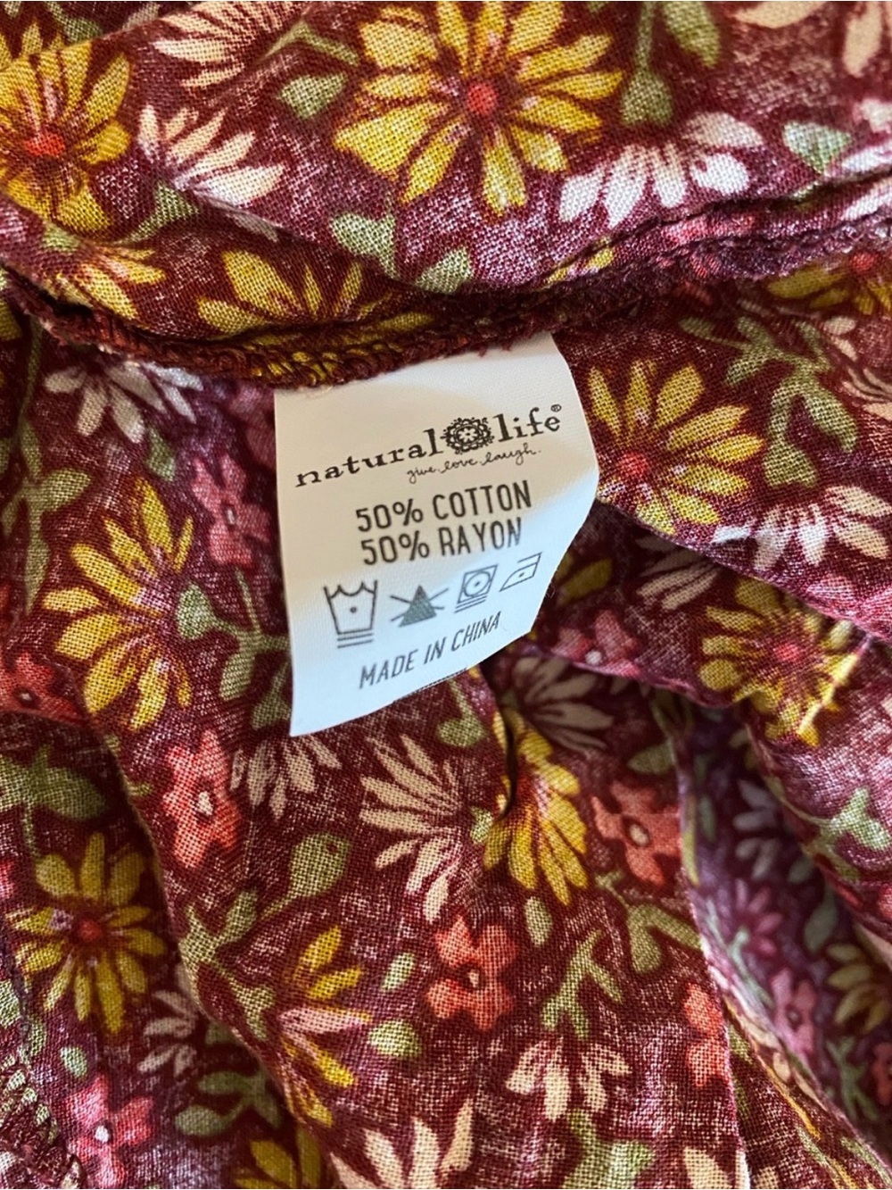 NATURAL LIFE Floral Tiered Maxi Skirt in Rust and Burgundy NWT - Picture 7 of 7